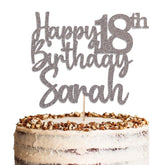 Personalised Happy Birthday Glitter Cake Topper by KreateSquare | Custom Colour Any Name & Any Age Premium 950 GSM Glitter Finish